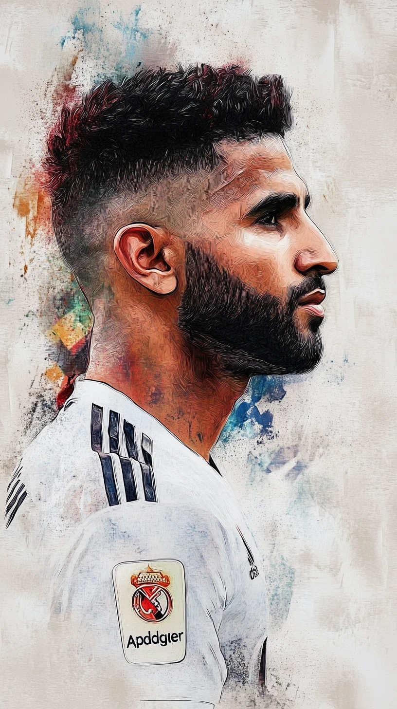 Colored pencil close up of an Algerian soccer player