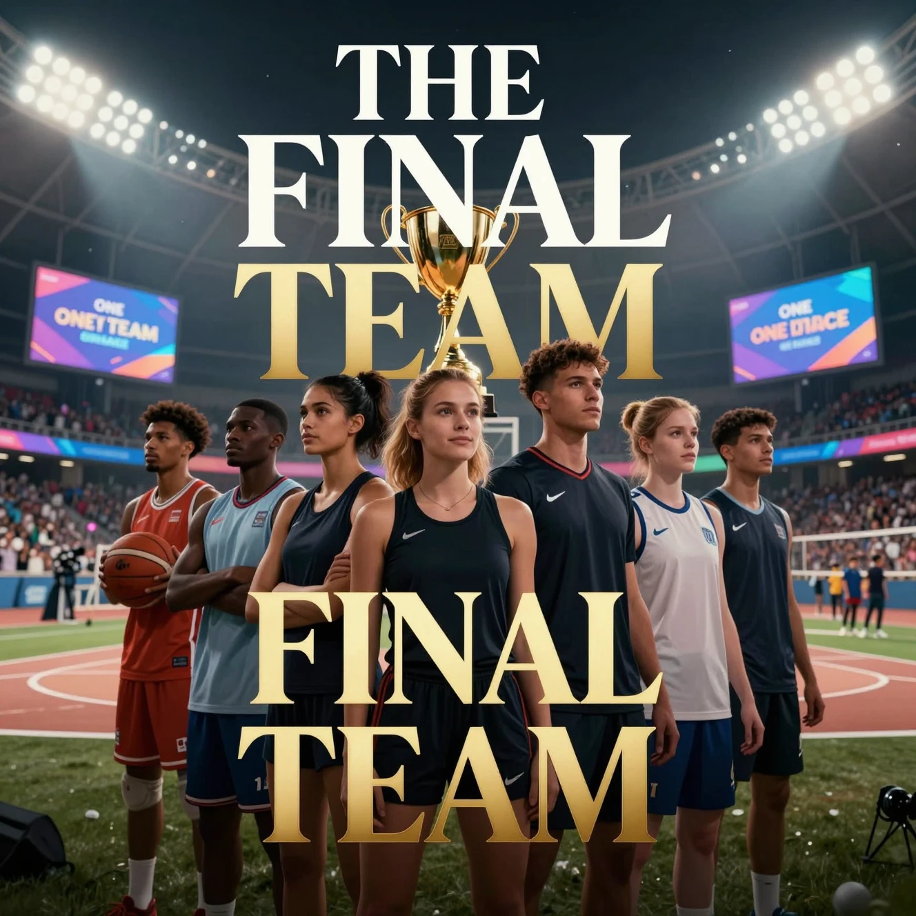 Elite athletes united in a stadium under championship lights