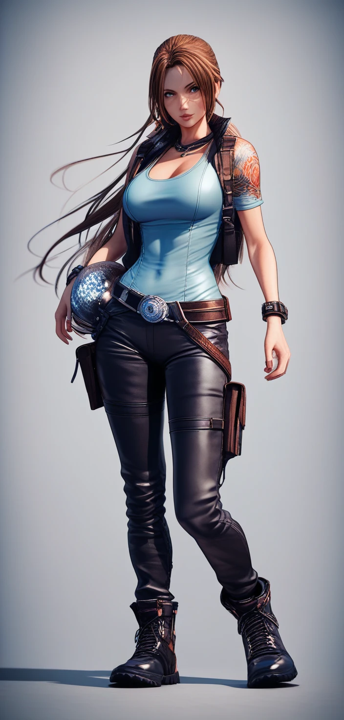 Full body 3D rendering of a strong athletic woman