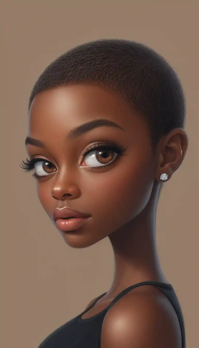 Stylized portrait of a young black woman in profile