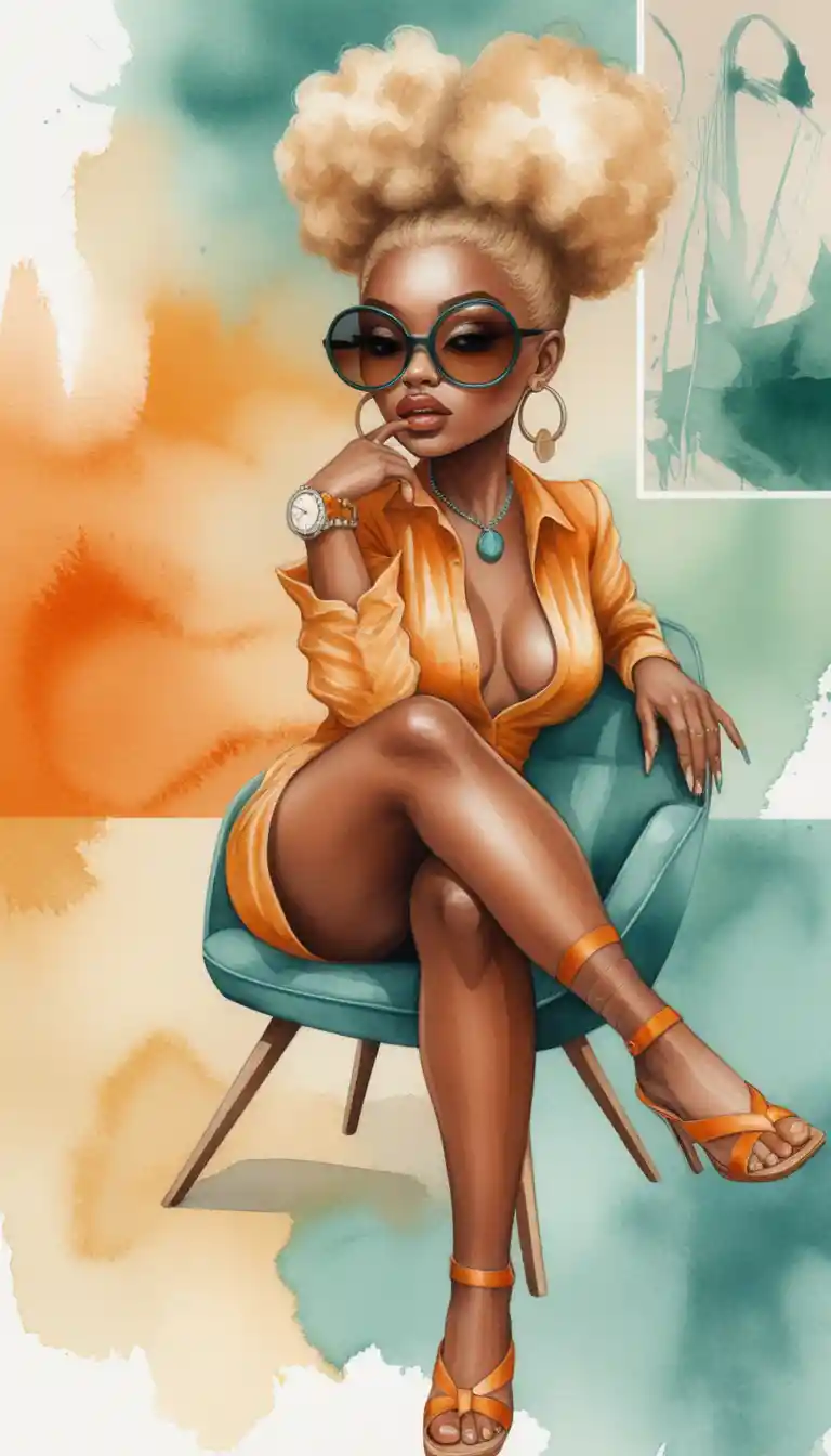 Blonde woman in chair with mismatched sock and sunglasses