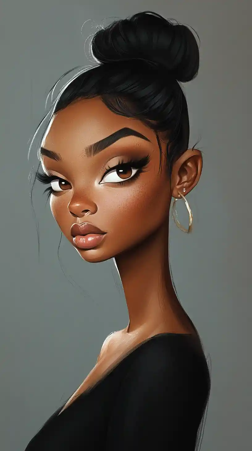 Stylized portrait of a black girl with short silver hair