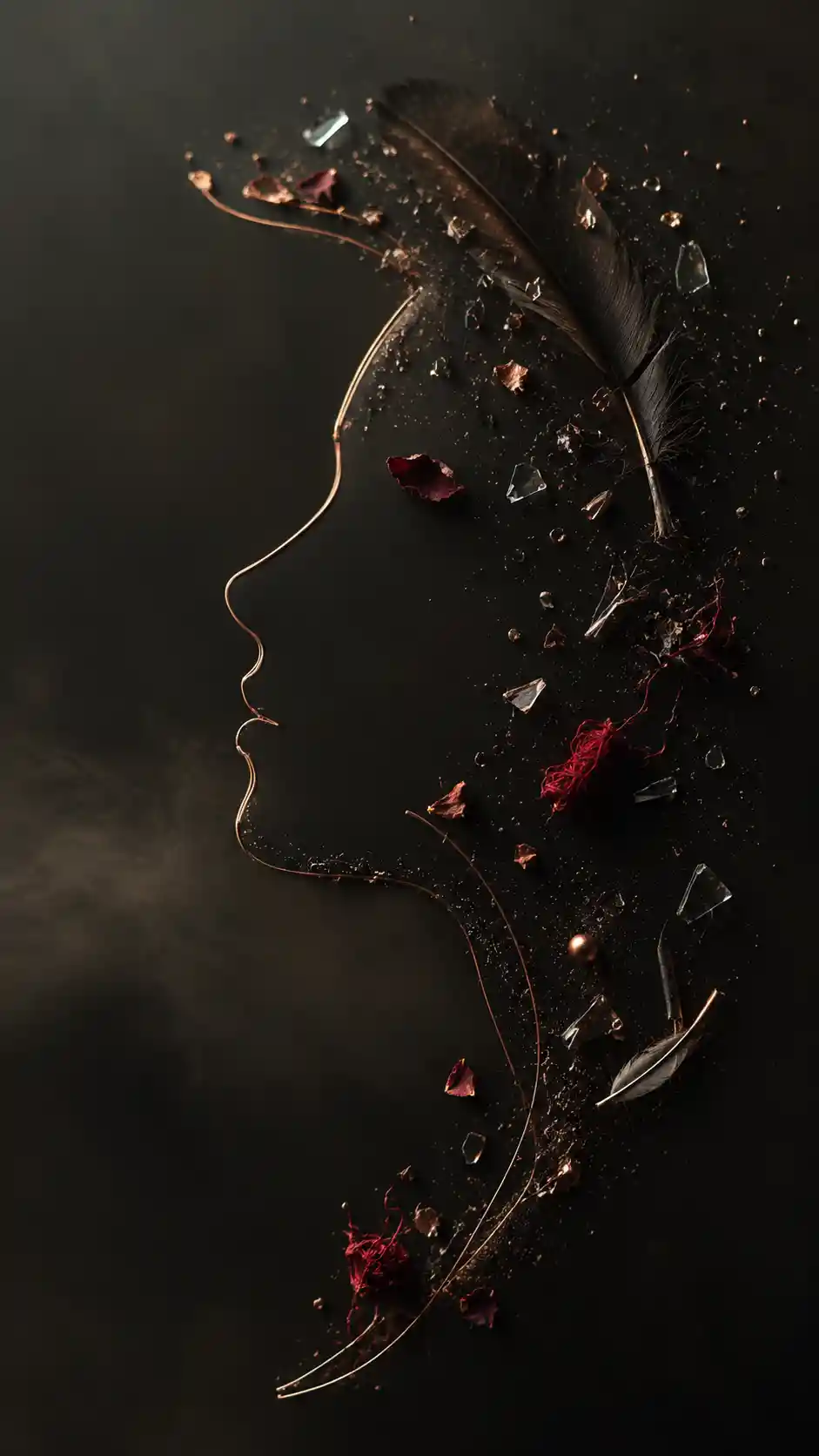 Surreal negative space portrait suggesting a womans profile