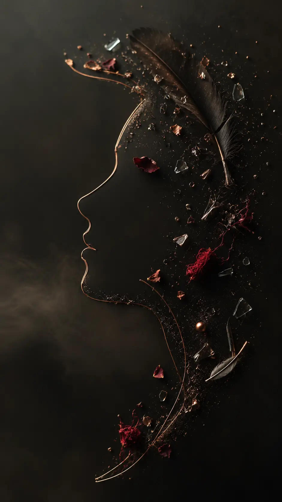 Surreal negative space portrait suggesting a womans profile