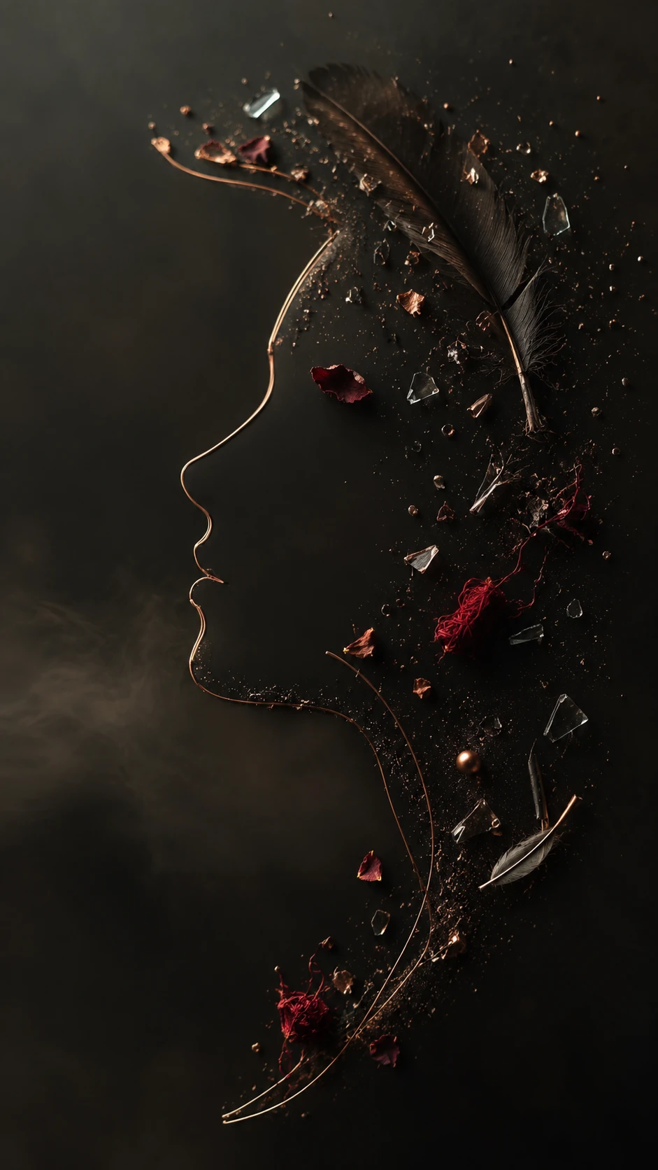 Surreal negative space portrait suggesting a womans profile