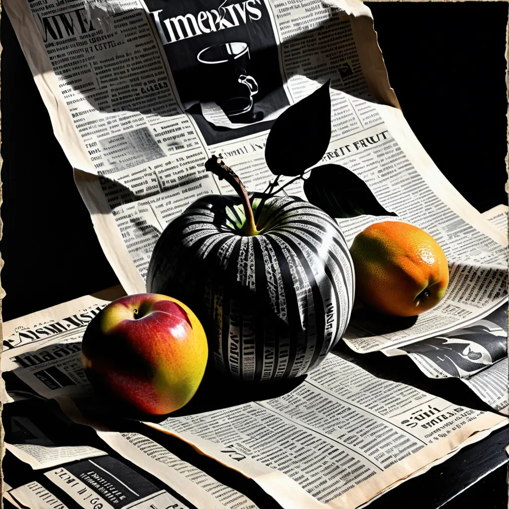 Dramatic still life fruit arrangement with glass and fabric