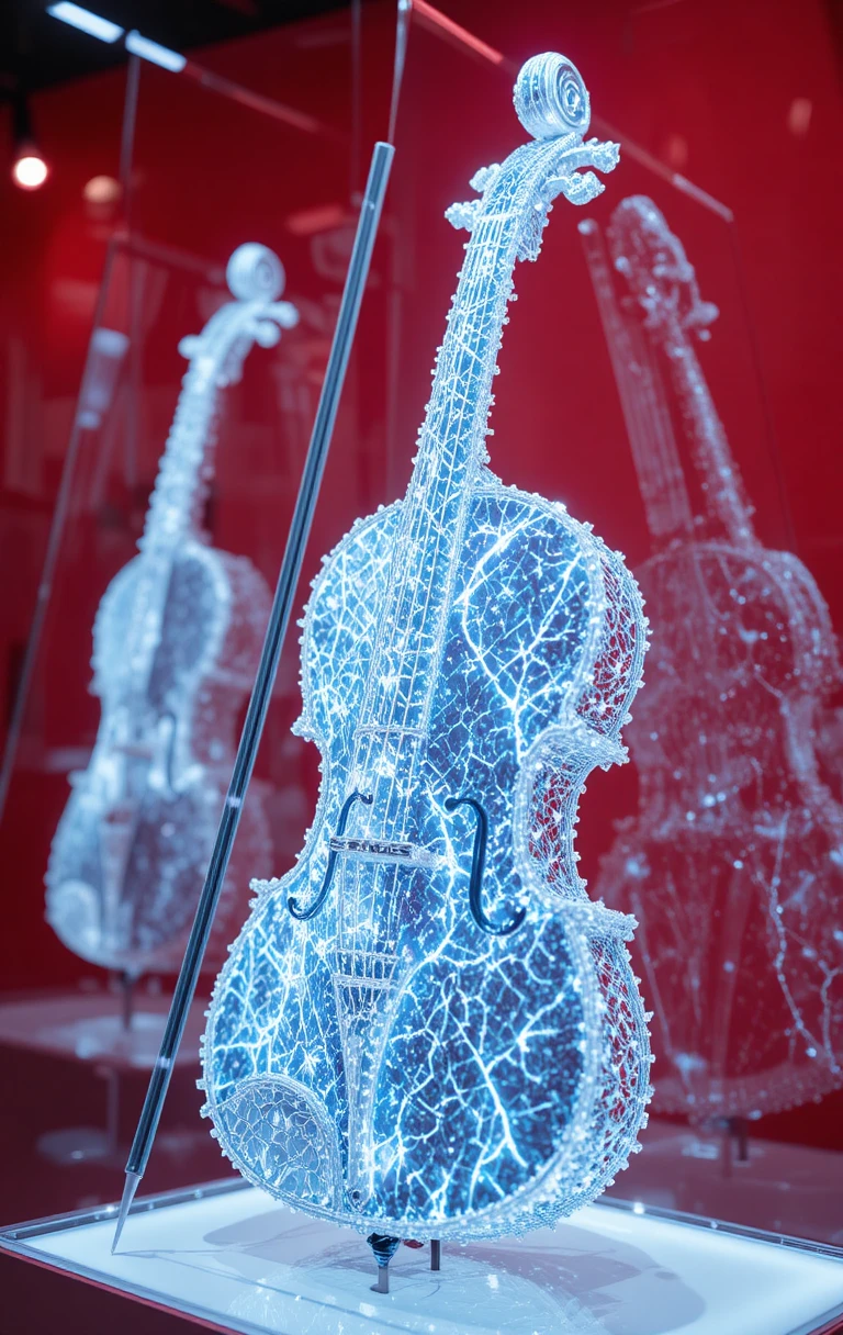 Glowing Violin Silhouette Made Of White Lightning Particles