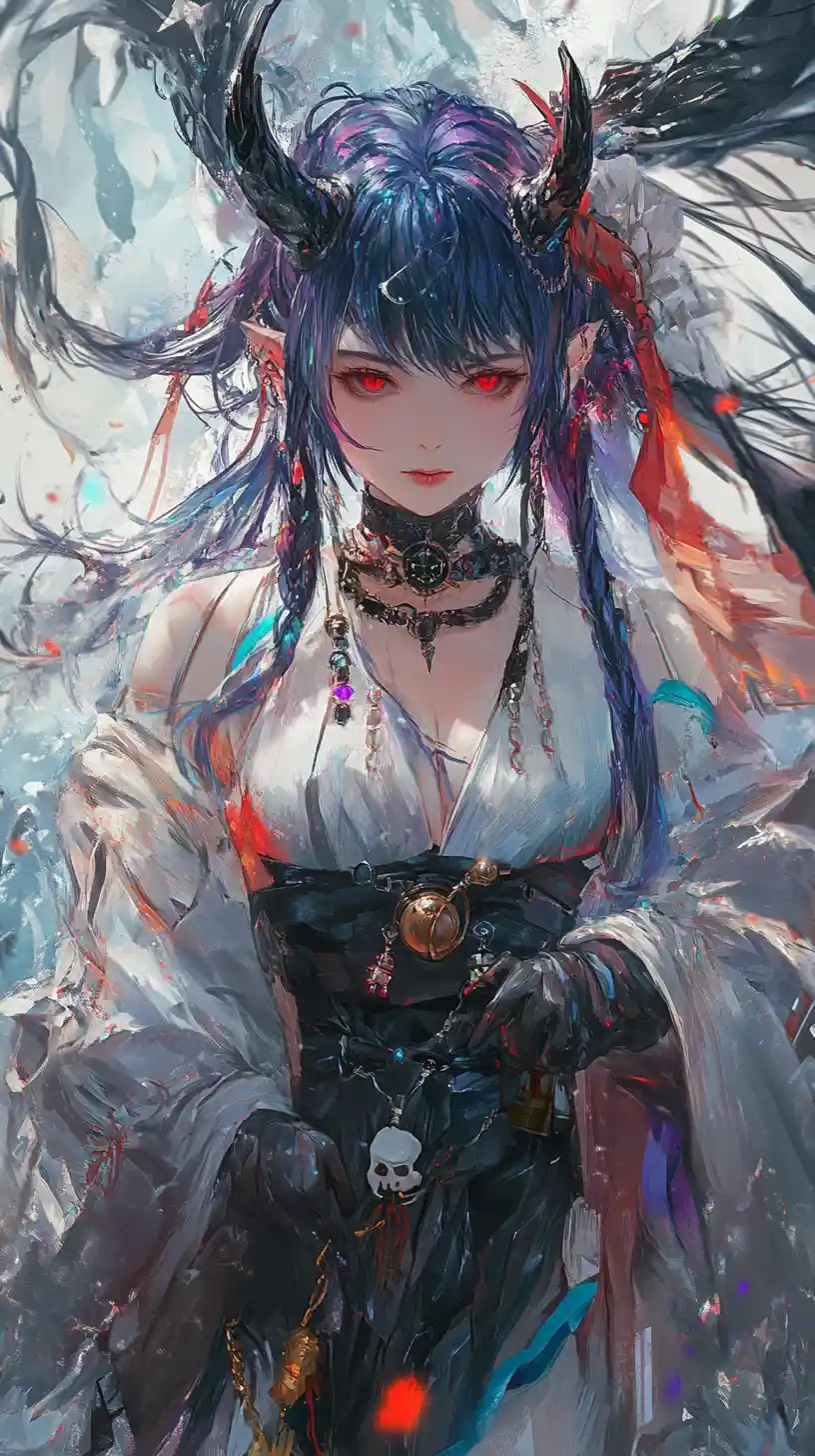 Crystal covered anime girl wielding a dark crystal sword