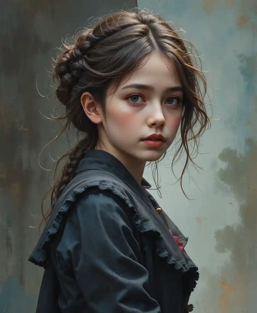 Dreamy close up portrait of a young girl in soft light