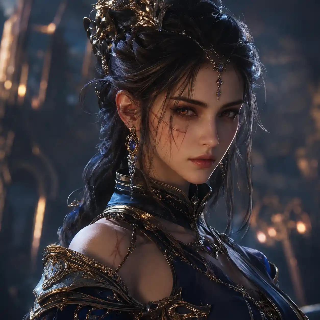 Realistic video game character portrait with cinematic lighting