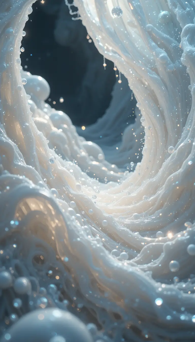Cinematic white abstract form with glowing topaz accents