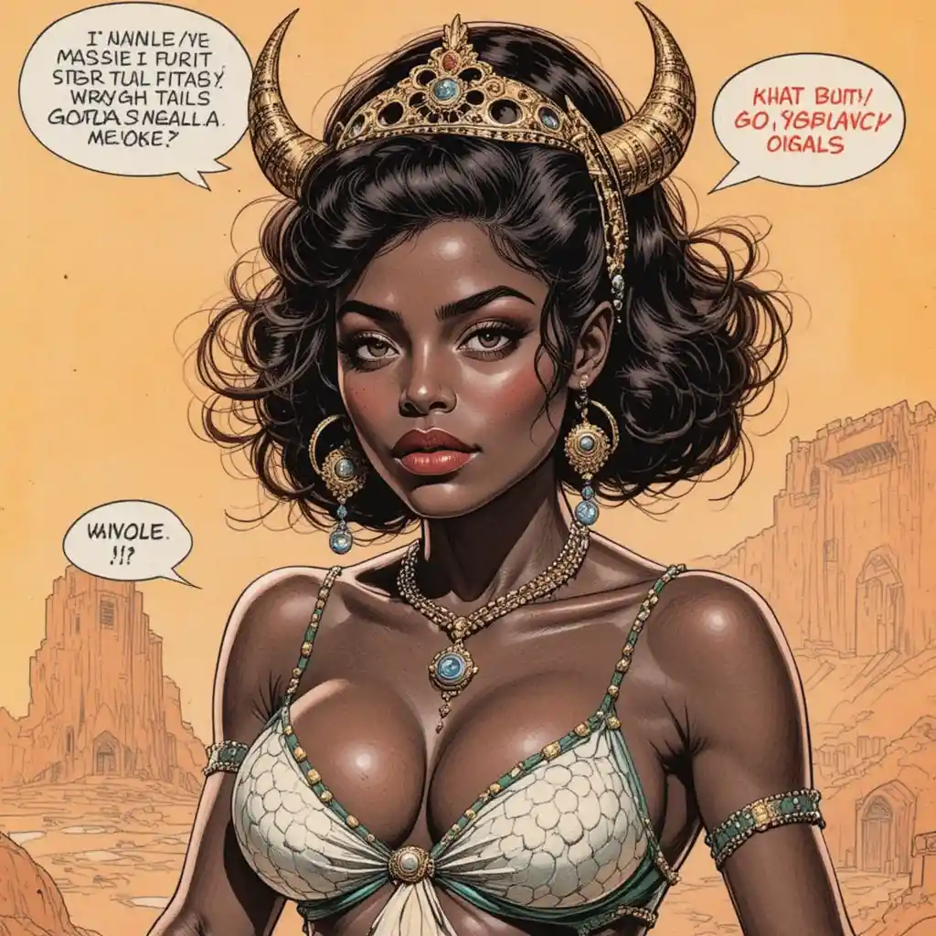 Caricatura de una mujer negra corpulenta en estilo tribal