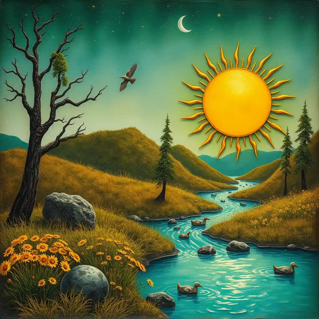 Glowing surreal shapes in a dreamy abstract scene