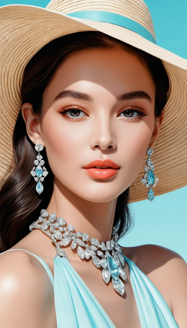 Elegant close up woman in vogue style with jewelry