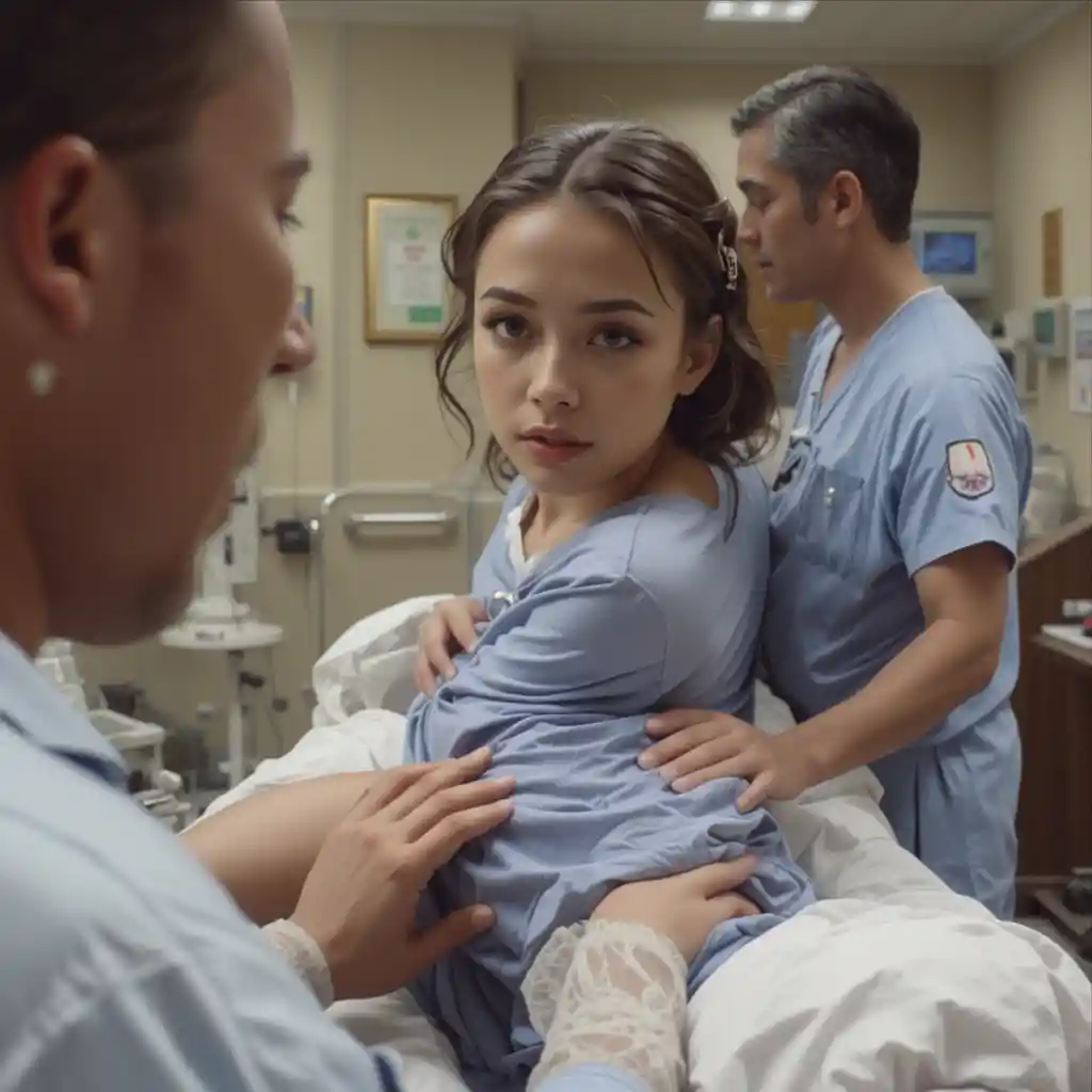 Busty nurse in tight uniform in intimate pov encounter
