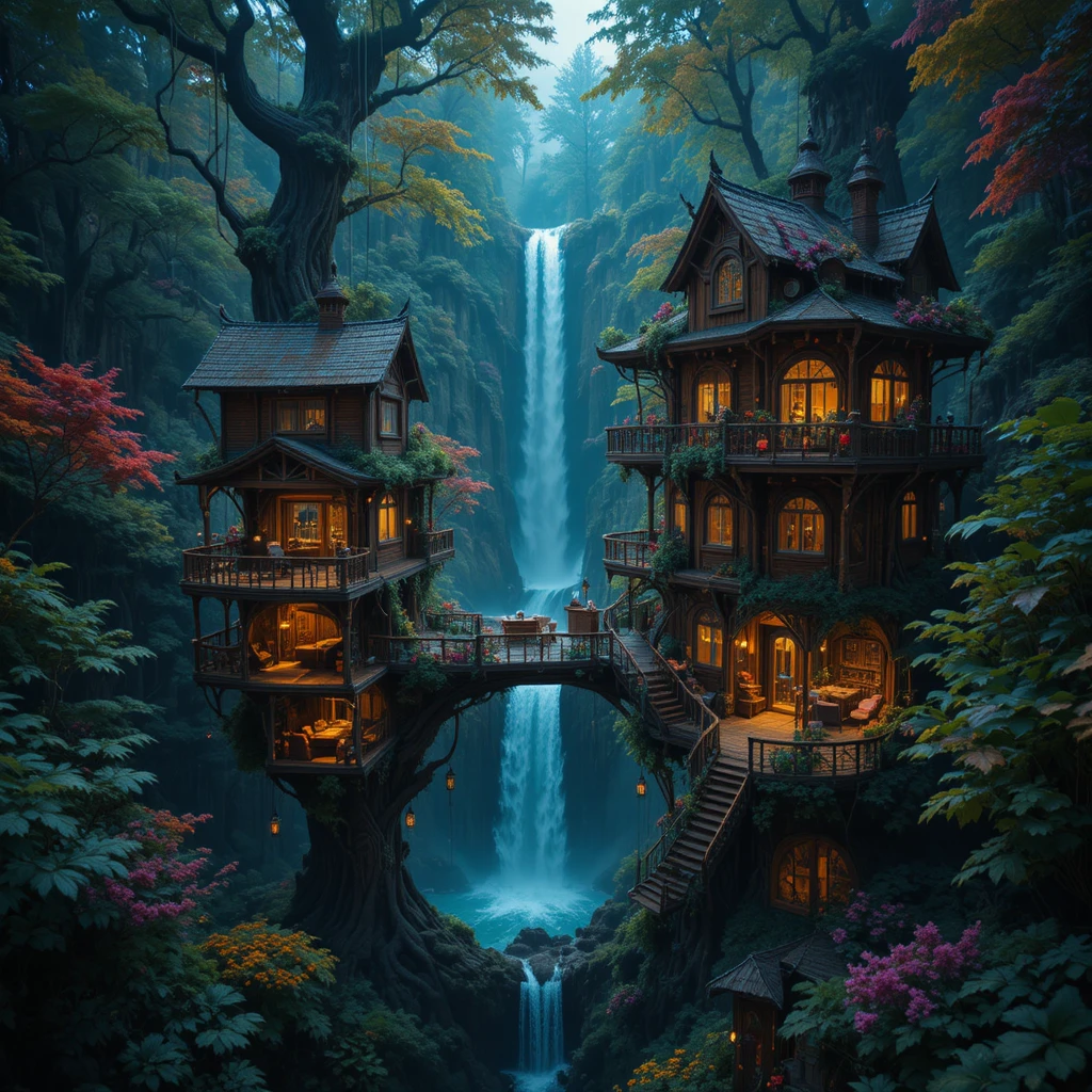 Whimsical Bird View Of A Fantastical Forest Treehouse