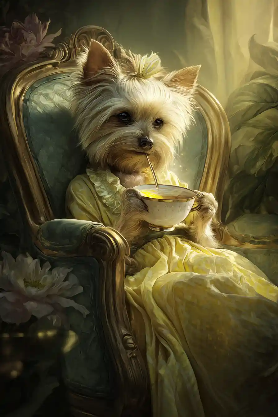 Smiling yorkie lady relaxing by the sunny Amalfi Coast