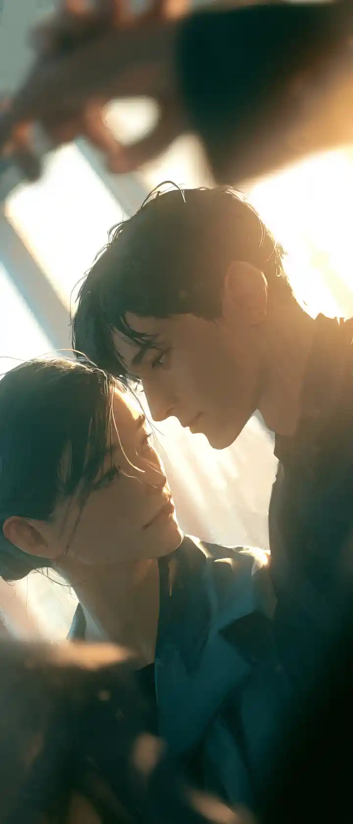 Tender close up dance in a sunlit apartment