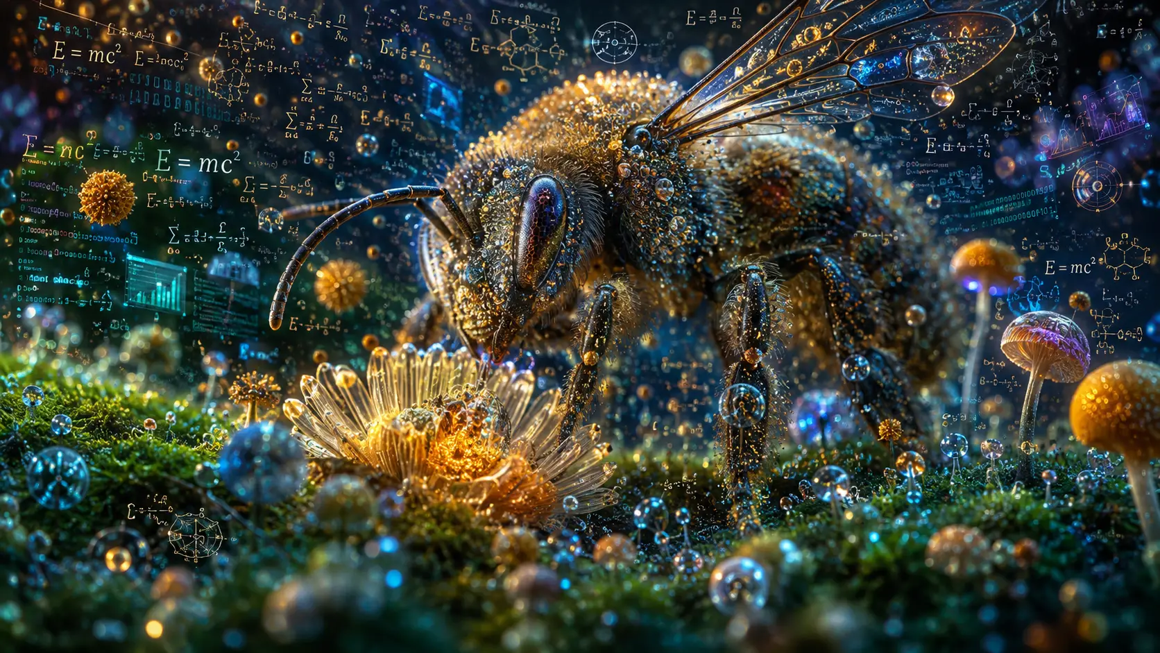 Macro fantasy data particles in a glowing abstract universe