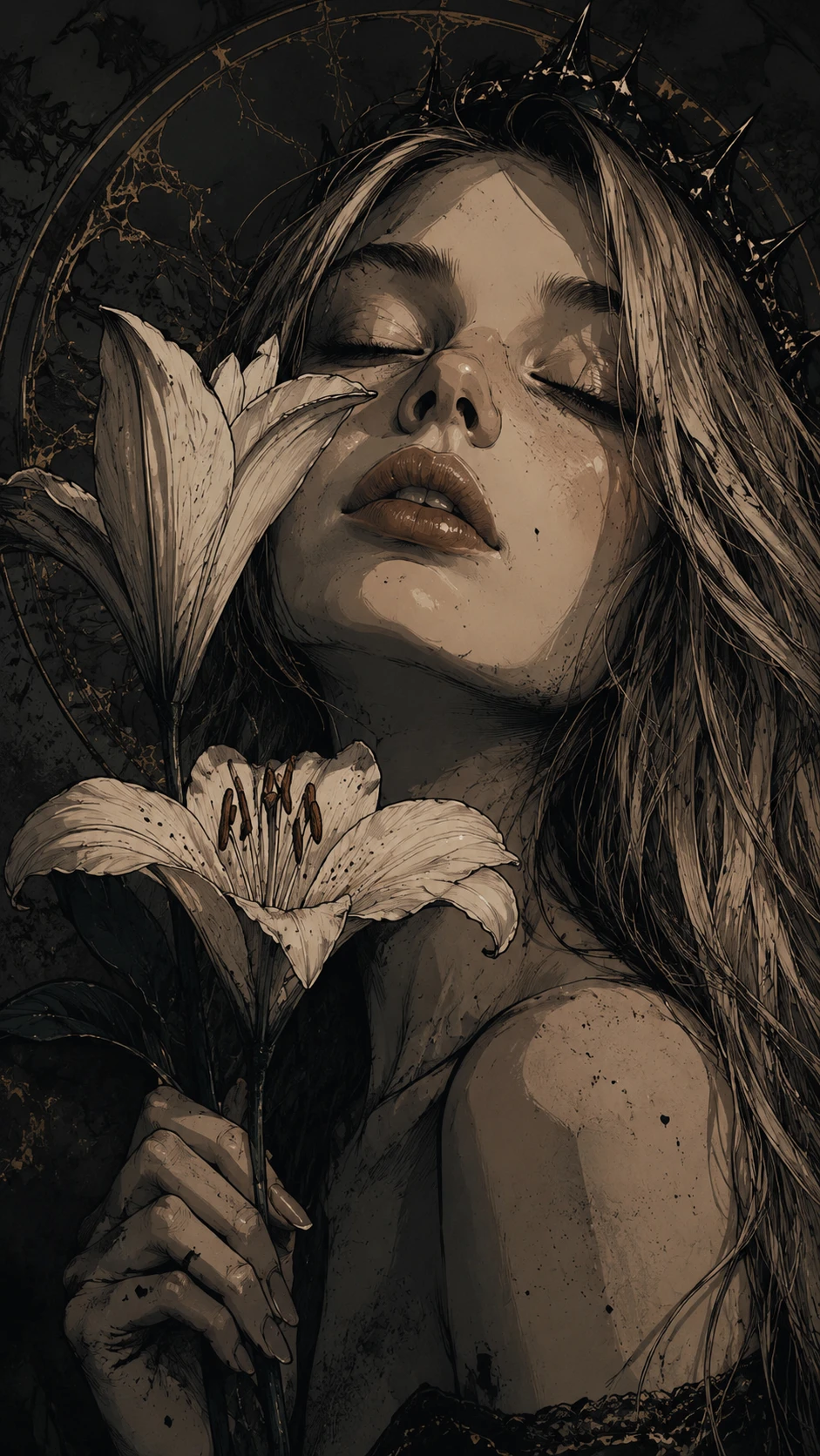 Dark fantasy graphic novel style character illustration