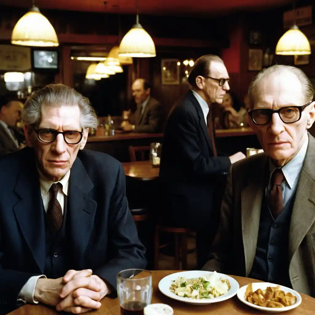 Writers And Actors Gather At A Restaurant Film Set