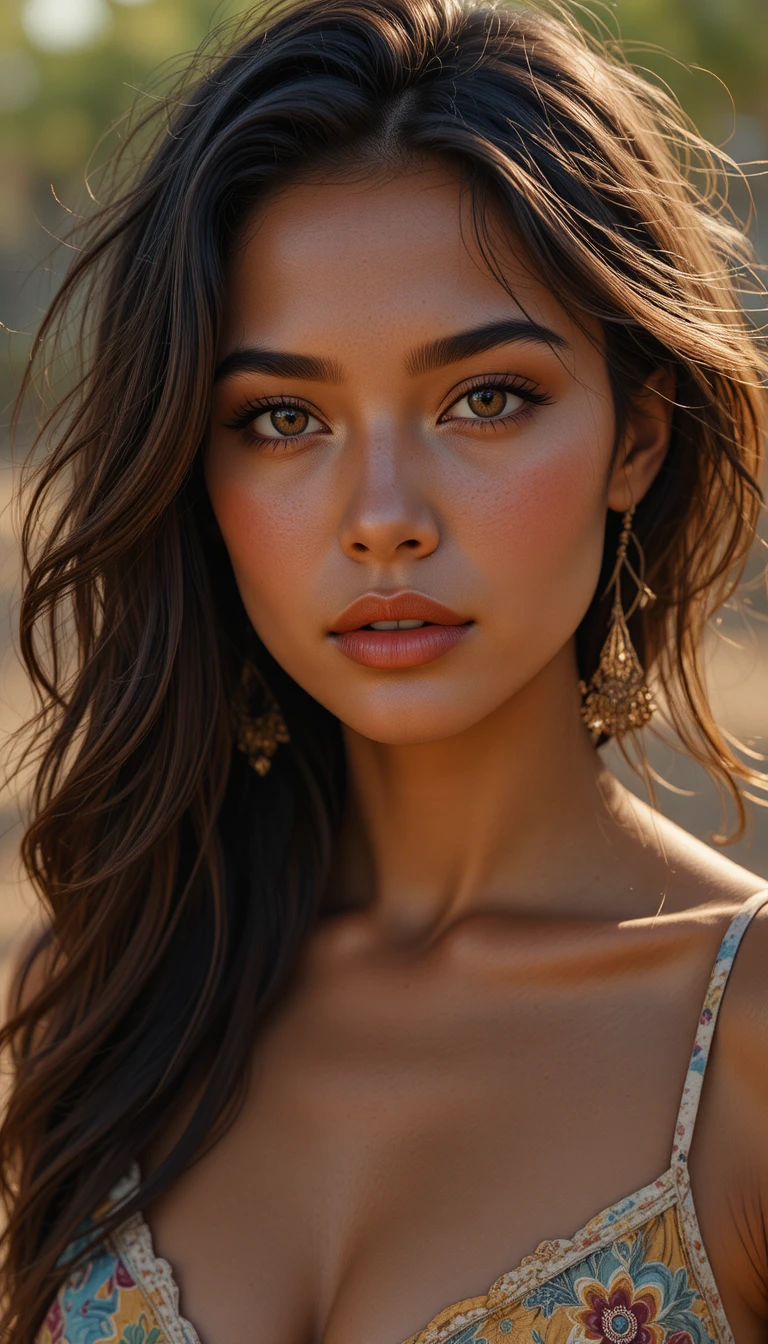 Brazilian woman portrait in warm natural outdoor light