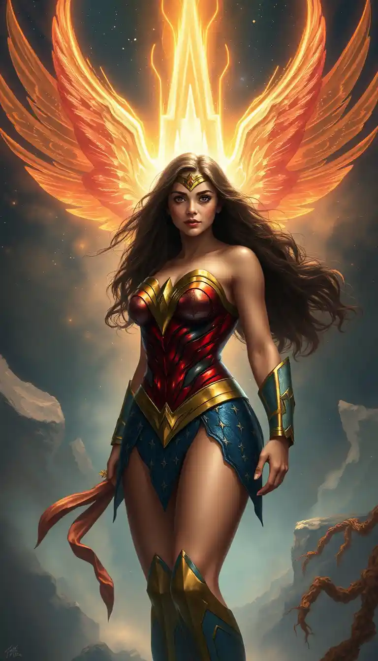 Young girl in revealing superhero inspired bikini costume