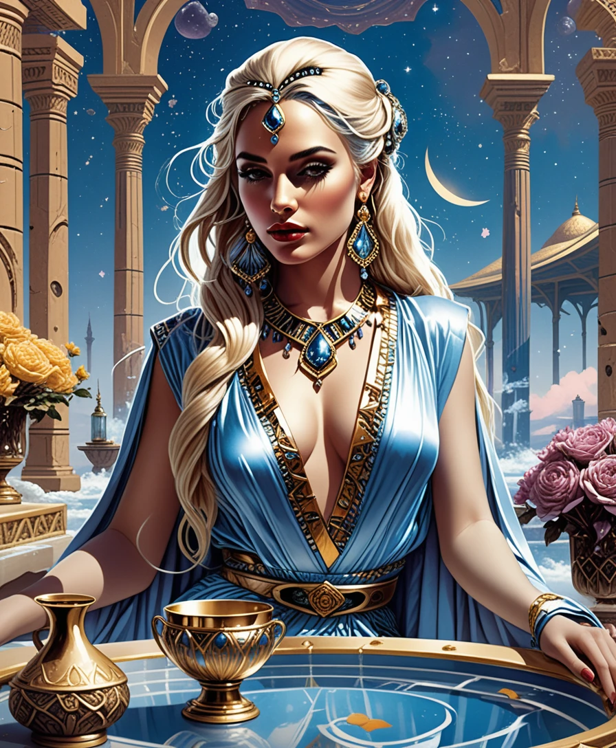 Enchantress At A Gilded Table In A Royal Villa