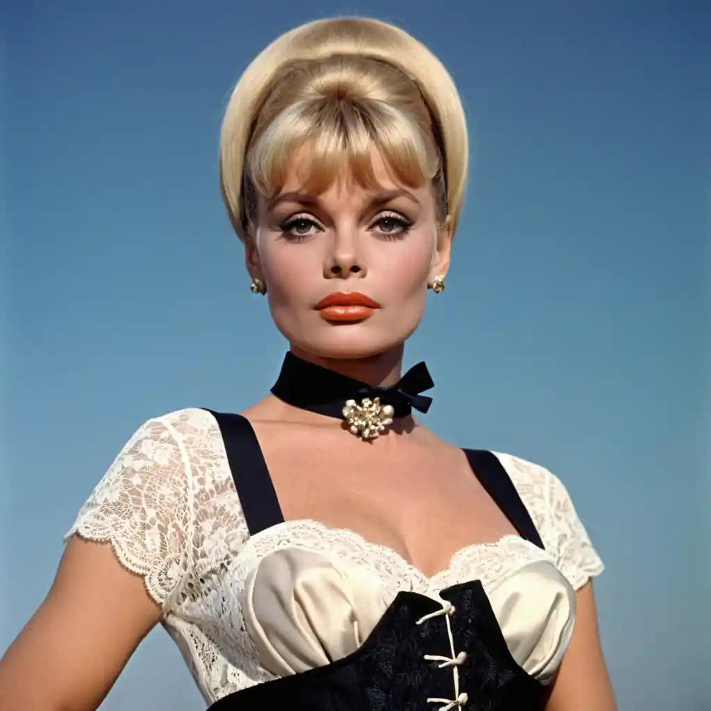 Blonde glamorous woman with pouty lips and high cheekbones