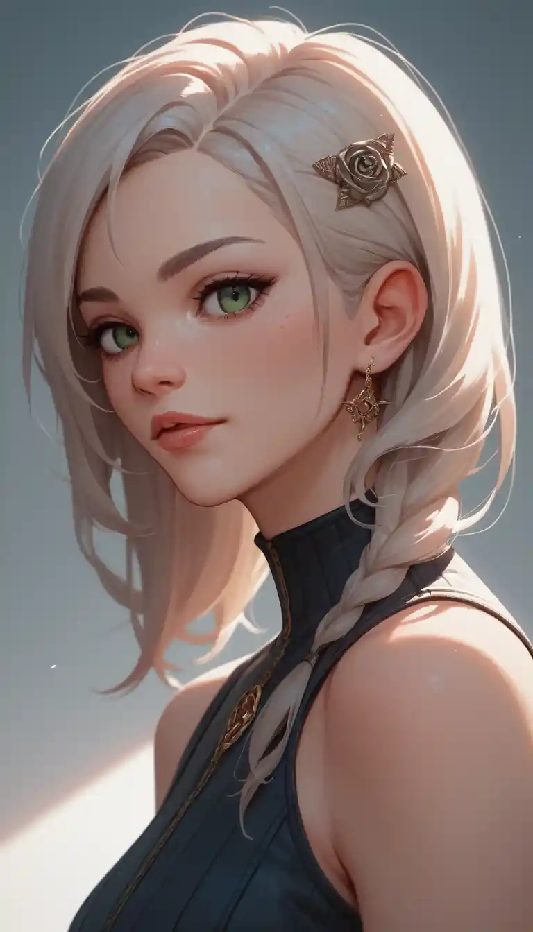 Selbstbewusstes Anime-Gaming-Mädchen in einem sinnlichen Close-up-Porträt