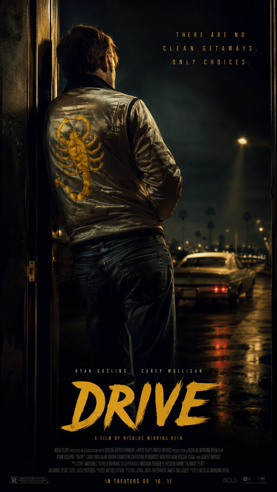 Man in silver jacket framed in a dramatic doorway