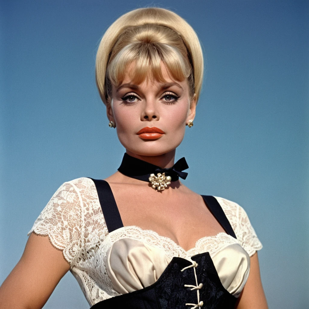 Blonde glamorous woman with pouty lips and high cheekbones