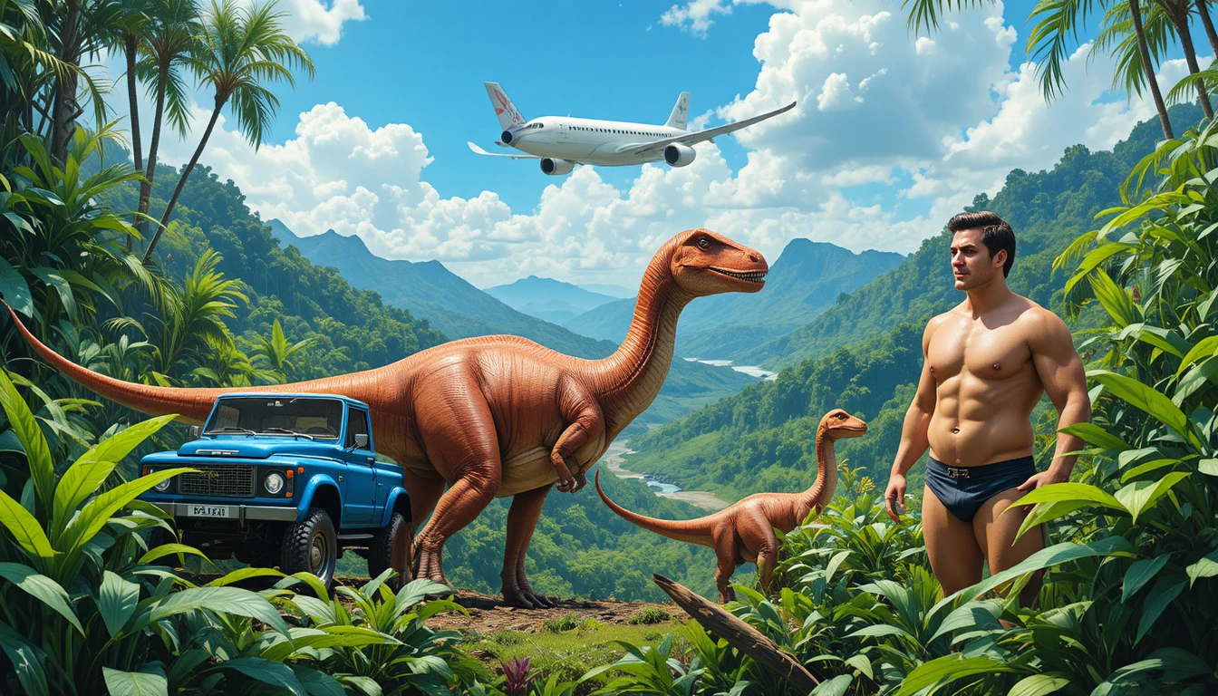 Large Dinosaur Standing In A Lush Prehistoric Jungle