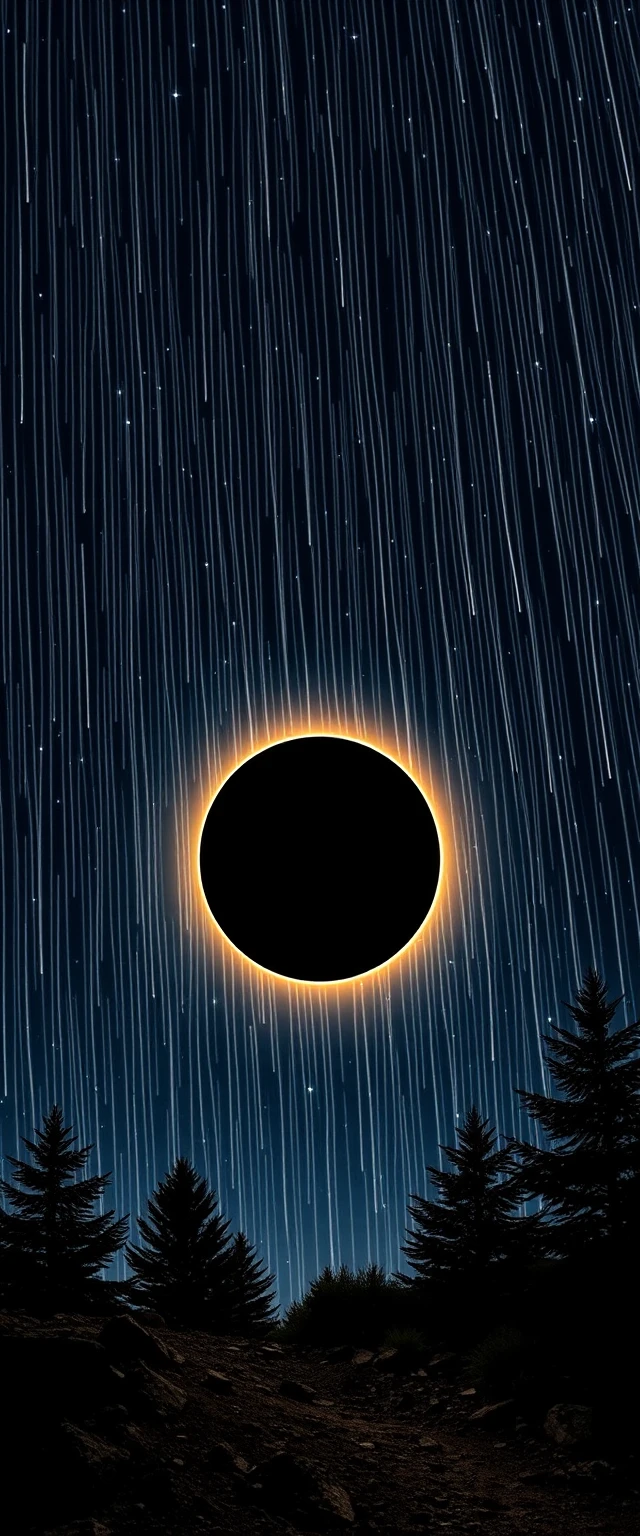 Dramatic solar eclipse aligned against the dark outer space