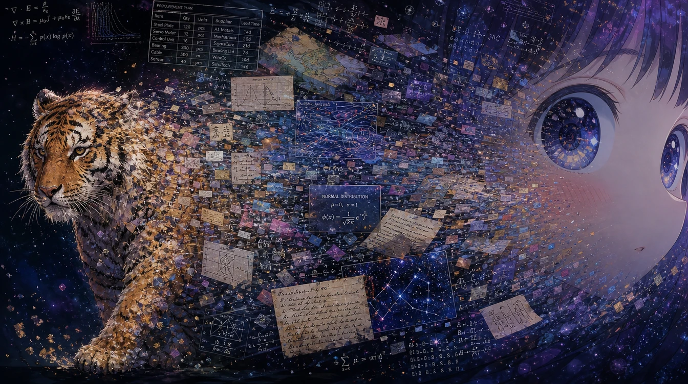 Tiger Dissolving Into Colorful Data Fragments