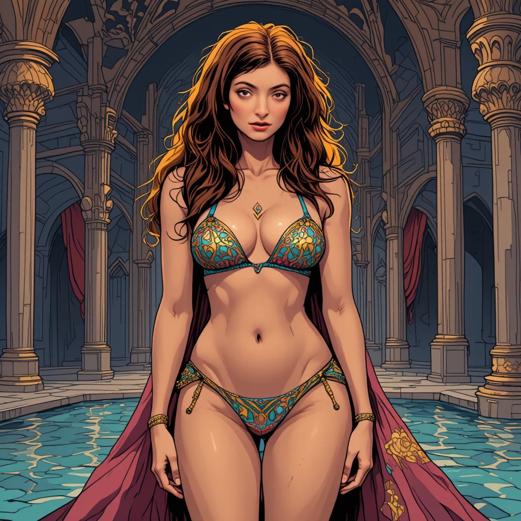Glamorous Harem Woman In Micro Bikini At Arabian Palace