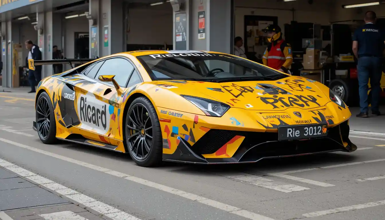 Lamborghini Aventador in pits at Spa Francorchamps circuit