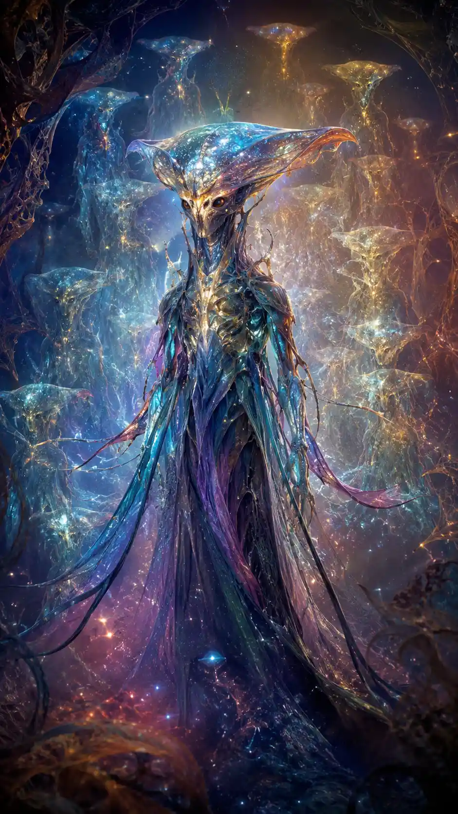 Mysterious Bioluminescent Alien Creature Splitting Into Many Forms