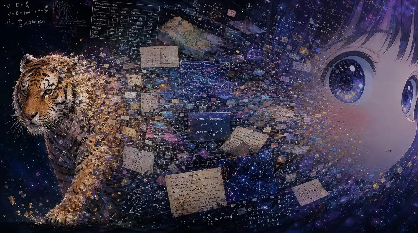 Tiger Dissolving Into Colorful Data Fragments
