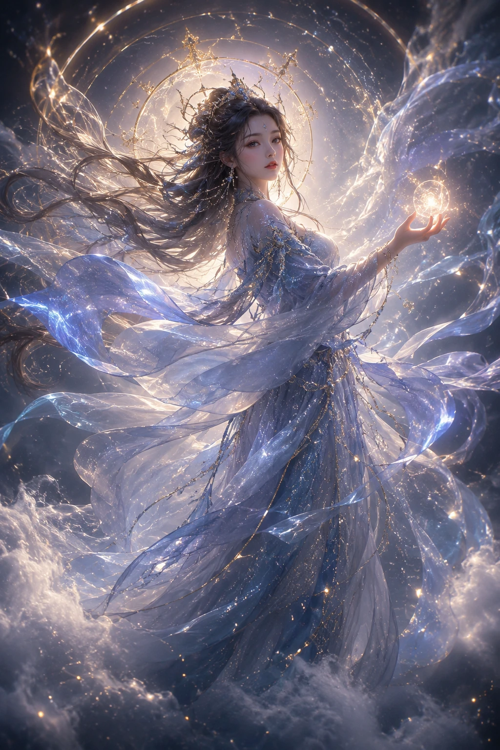 Mystical Woman Suspended In An Enchanted Ethereal Glow