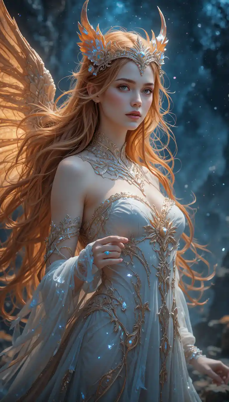 Mulher de anime de fantasia com herança de lobisomem em mundo místico