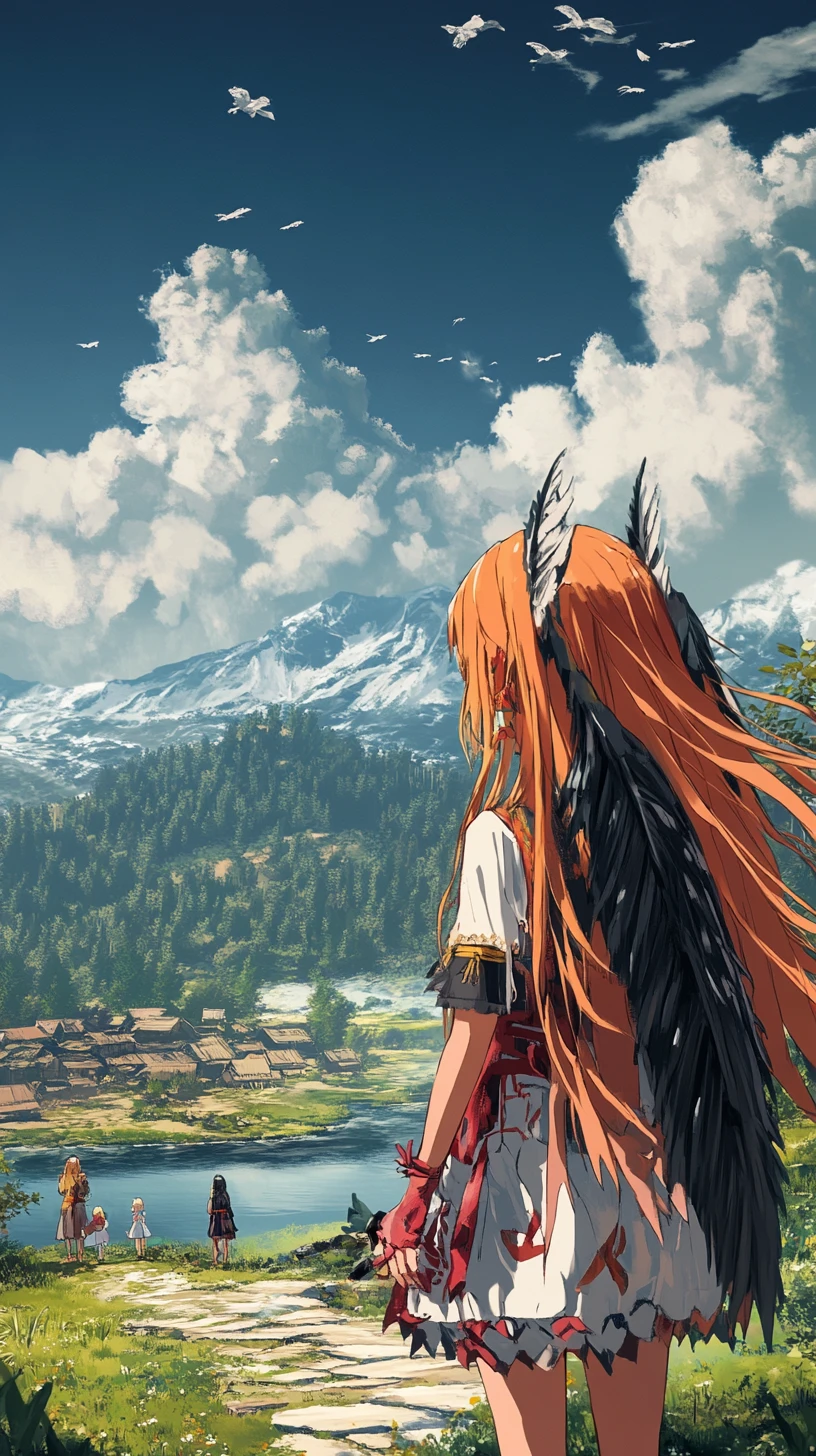 Armed anime girl with tactical outfit by a mountain lake