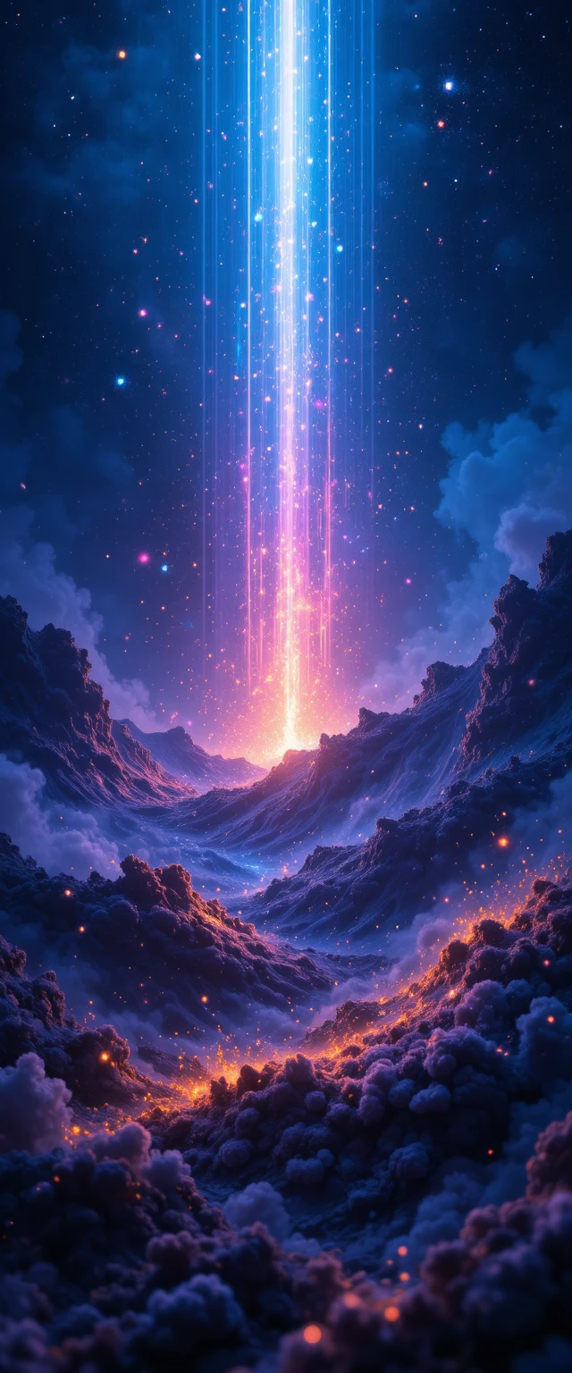 Abstract deep space nebula with glowing cosmic light