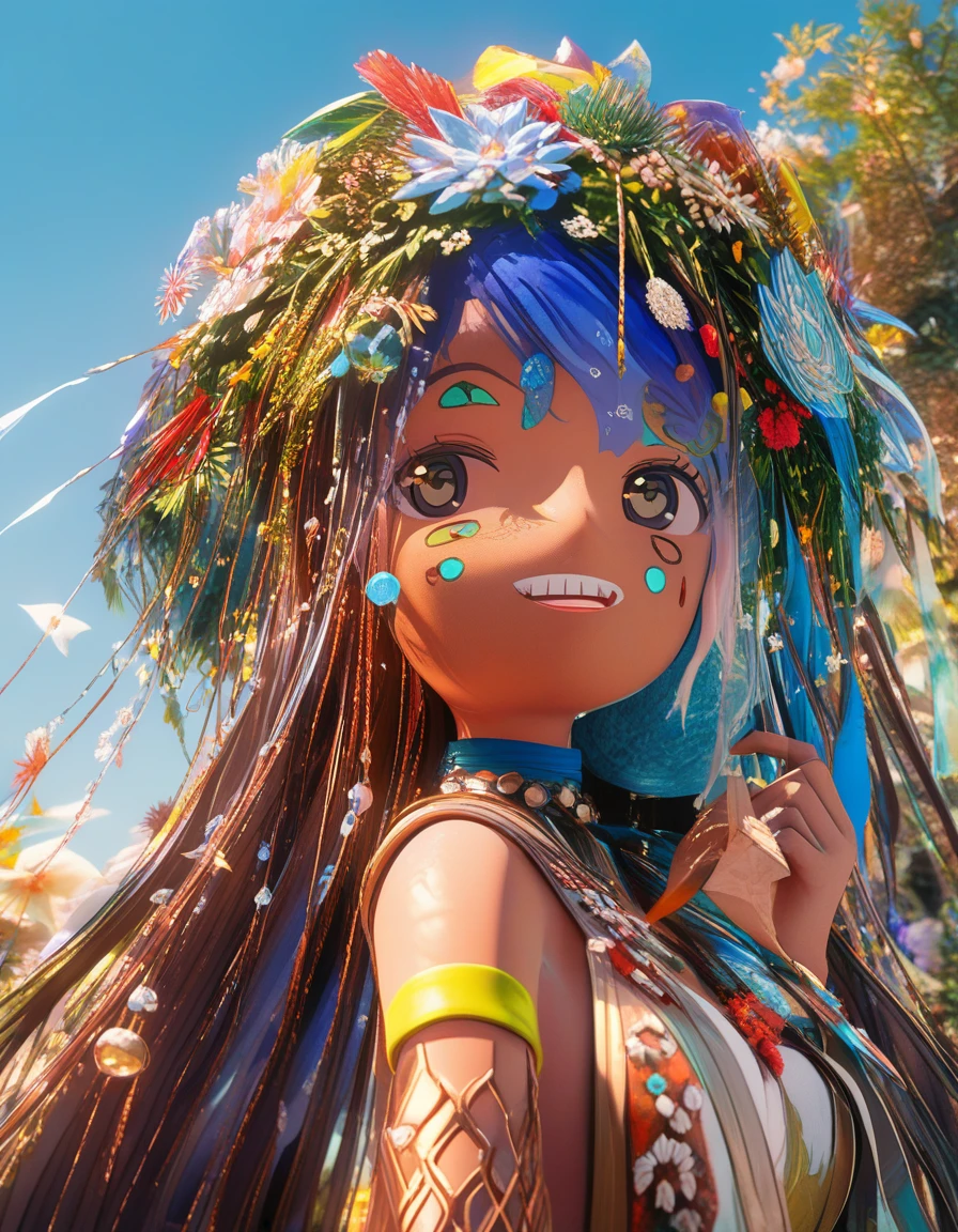 Playful coconut faced ghosts over a bright summer sea