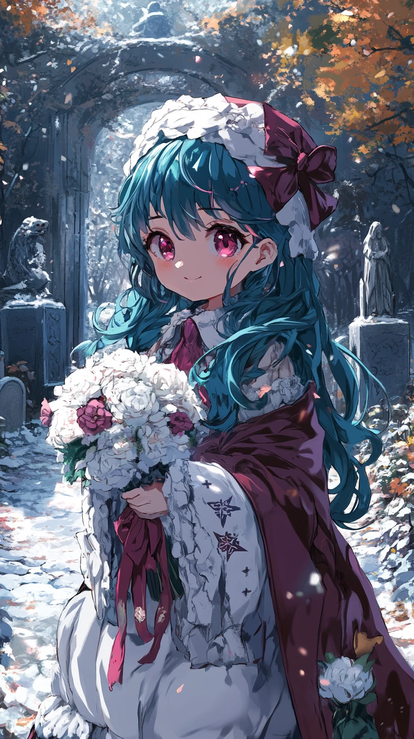 Anime girl with icy sword and flowing blue hair