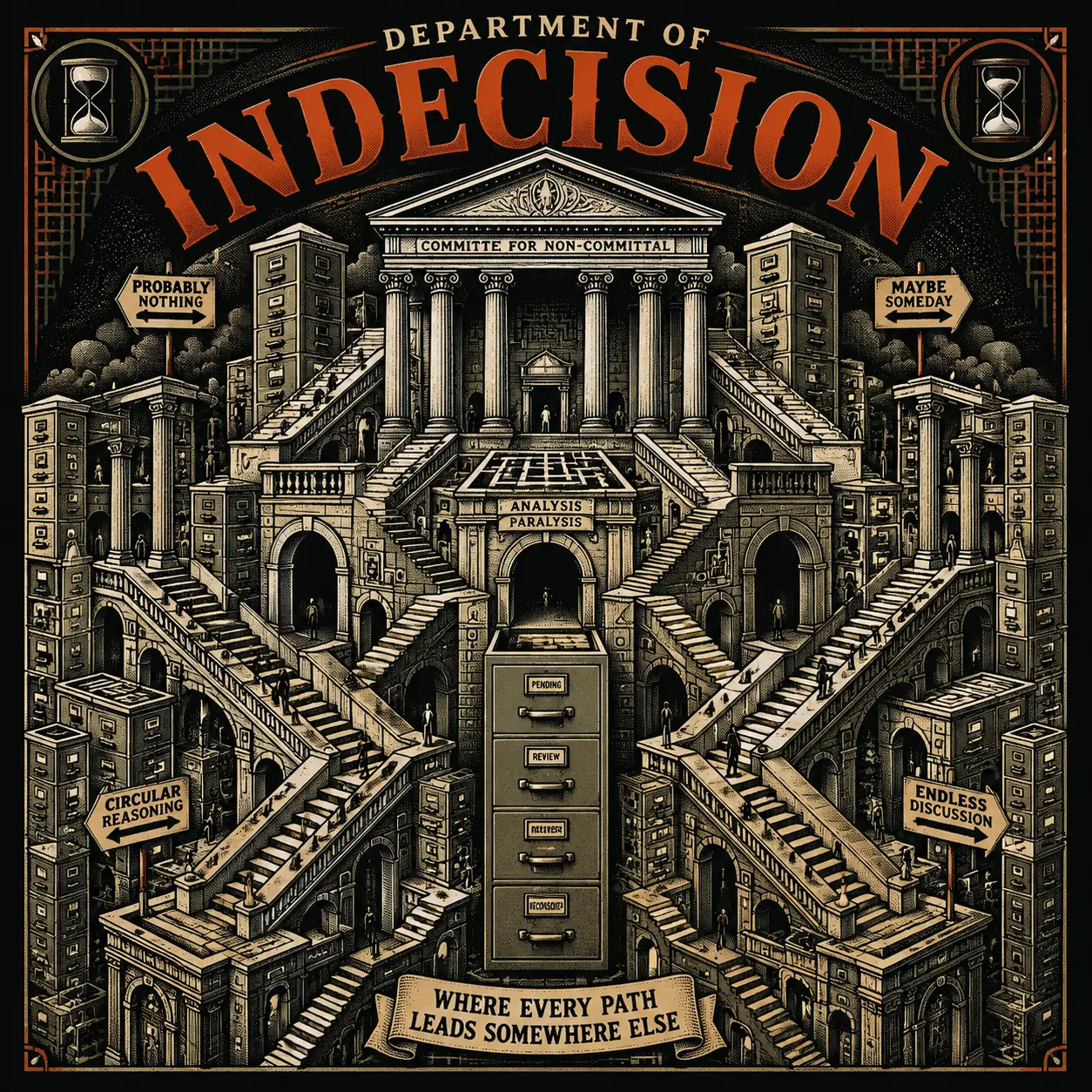 Surreal Neoclassical Government Building Of Endless Staircases
