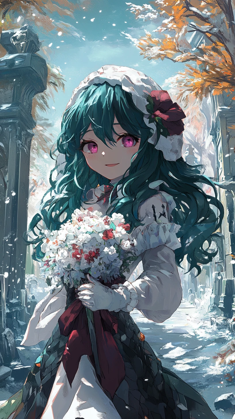 Blue haired anime girl wielding a dark ice sword