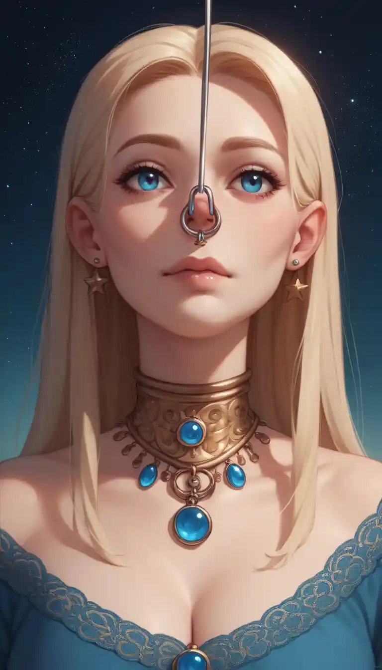 Blonde neko girl in a serene landscape close up portrait