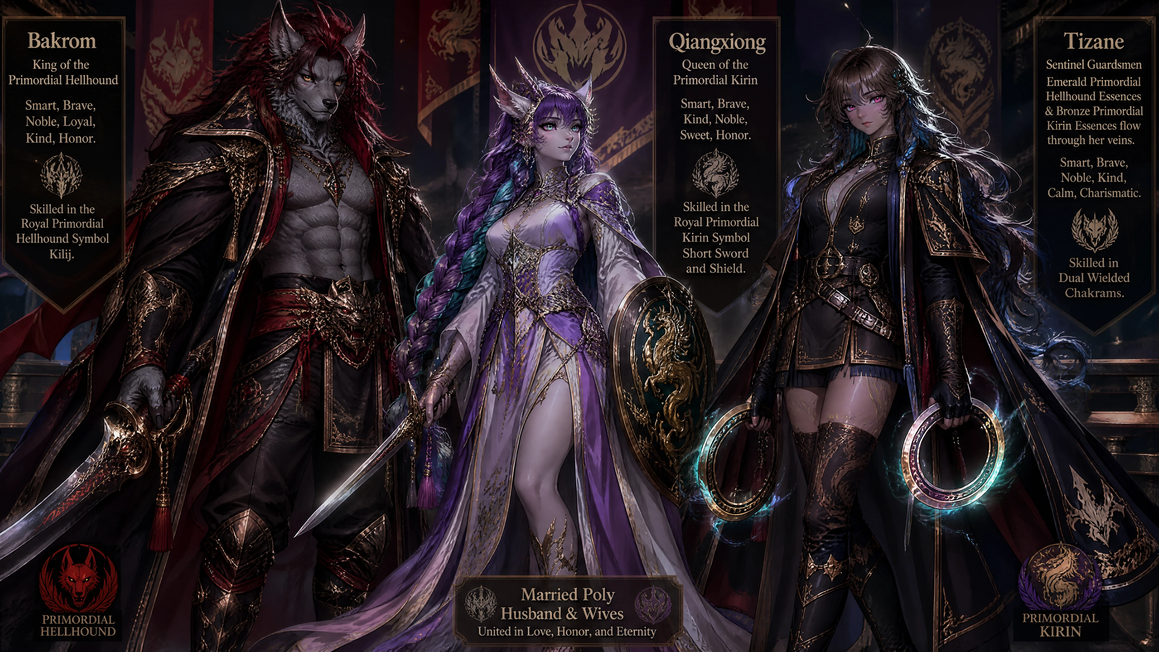 Regal primordial hellhound king in royal garments
