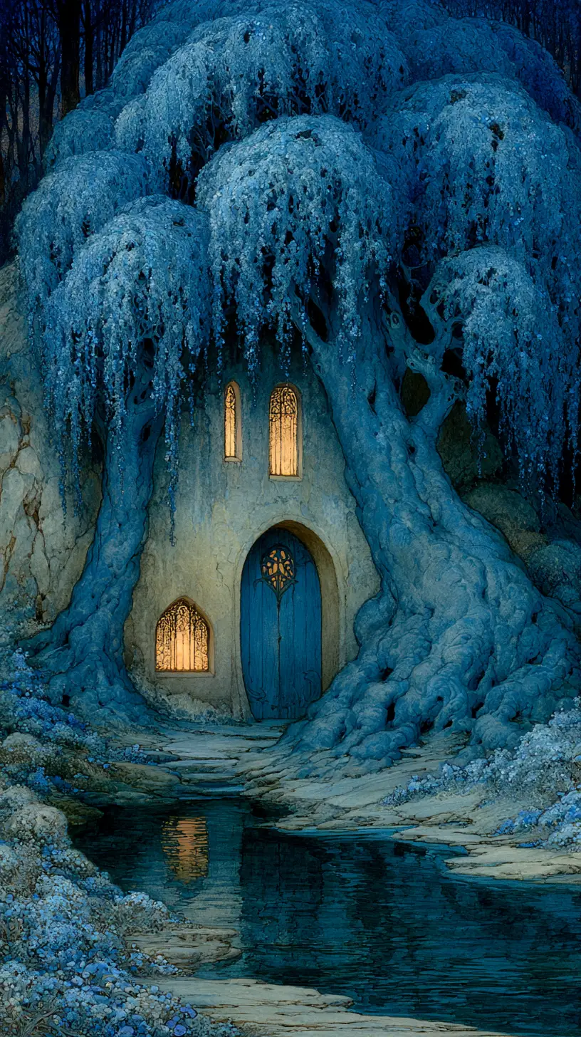 Mysterious gothic fantasy scene with ethereal detailed figures